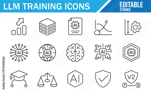 Technology and Machine Learning Icons for AI Model Development