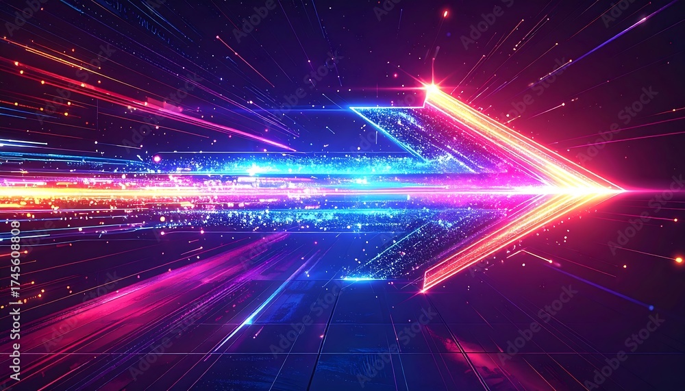 Obraz premium Abstract Digital Arrow with Glowing Lines and Futuristic Visual Effects