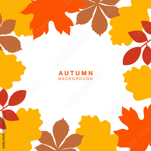 Autumn leaves. Abstract background with autumn leaves. Cute vector frame material. Vector illustration.