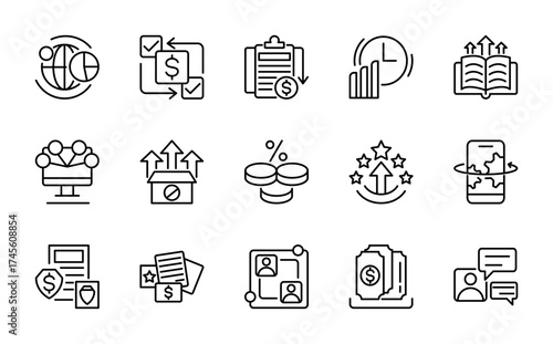Government and social policy linear icon set. Reform, education, welfare, healthcare, insurance, services, politics, world, vector outline UI icon pack