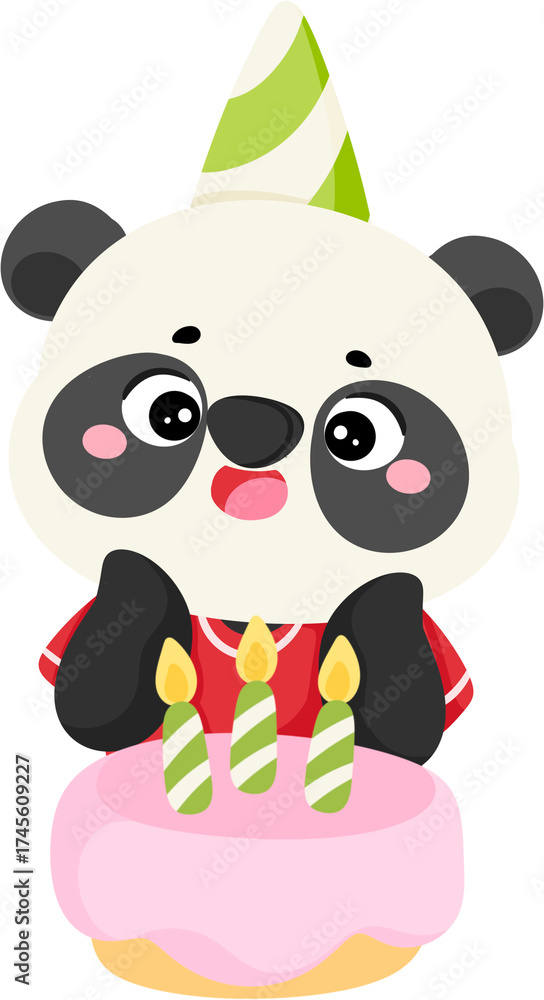 Fototapeta premium illustration birthday party panda