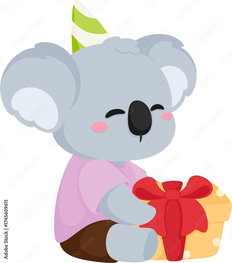 Naklejka premium illustration birthday party koala