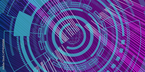 Ai technology. Concept of artificial intelligence. Blue and dots lines. Digital, communication, science, networks