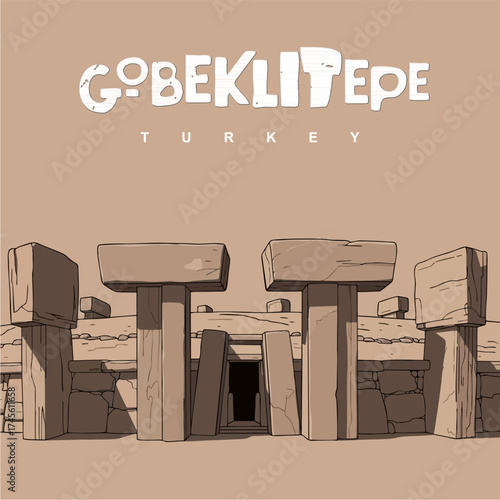 Göbeklitepe, Turkey Ancient Megalithic Temple Complex Illustration