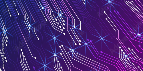 Abstract technology background with connecting the dots and lines. Global network connection, internet technology