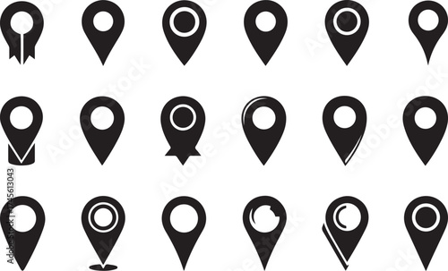 Collection of Black Location Pin Icons and Map Markers map pin location marker