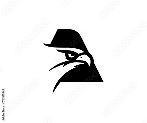 Black and white eagle head in triangle illustration