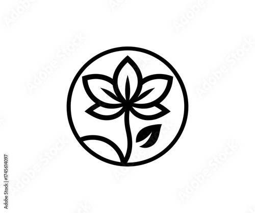 Floral design with petals inside of a circle shape