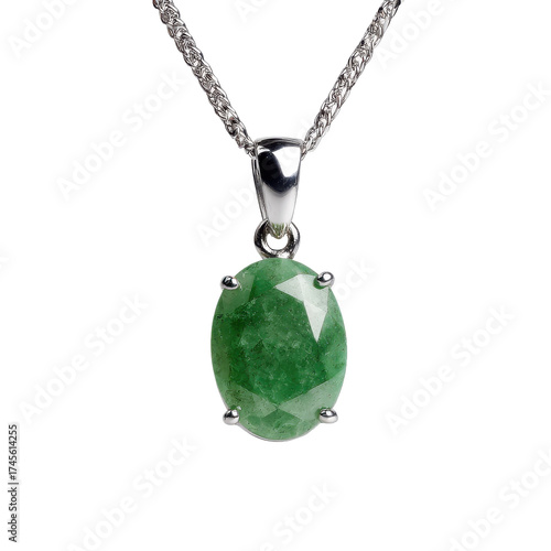 green gemstone pendant png silver chain necklace png jewelry necklace png gemstone pendant png elegant accessory png transparent background image