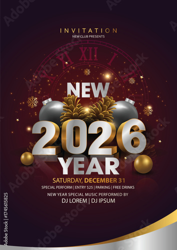2026 Happy New Year club poster Background for your Flyers and Greetings Card graphic or new year themed party invitations. abstract vector illustration design.