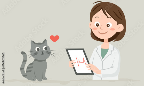  A cute gray cat at a veterinary cardiologist's appointment.