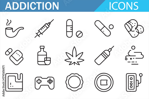 Substance Abuse, Therapy, and Addiction Treatment Icons for Health Projects