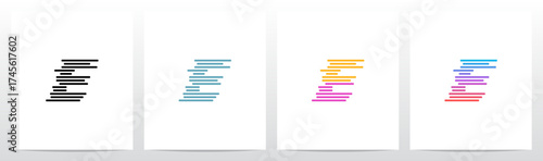 Horizontal Lines Stripes Random Stack Parallel Letter Initial Logo Design E