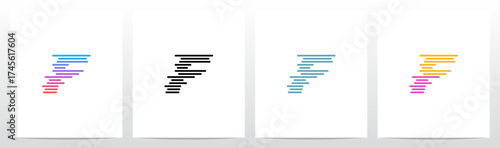 Horizontal Lines Stripes Random Stack Parallel Letter Initial Logo Design F