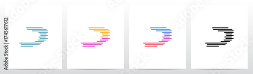 Horizontal Lines Stripes Random Stack Parallel Letter Initial Logo Design D