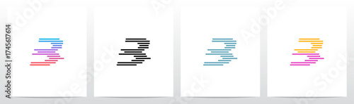 Horizontal Lines Stripes Random Stack Parallel Letter Initial Logo Design B