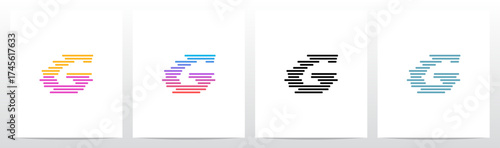 Horizontal Lines Stripes Random Stack Parallel Letter Initial Logo Design G