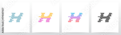 Horizontal Lines Stripes Random Stack Parallel Letter Initial Logo Design H