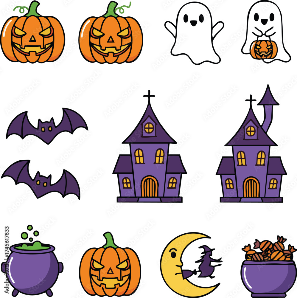 Fototapeta premium pack of Halloween elements