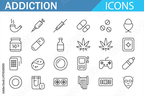 Icons for Health, Addiction Recovery, and Substance Abuse Awareness