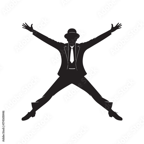 1920s Charleston Dancer silhouette vector black color white background (3).eps