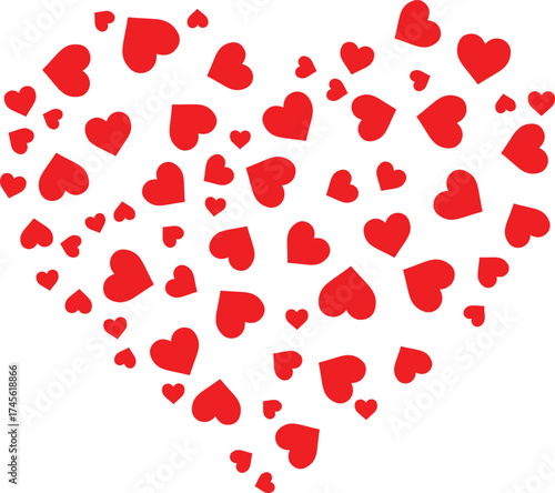 Heart Shape Made of Red Hearts – Love and Valentine Vector Illustration