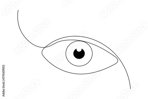 Minimalist human eye continuous one line drawing vector illustration on white background for modern design