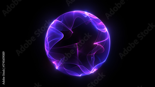 Foto Abstract glowing sphere of blue and purple energy