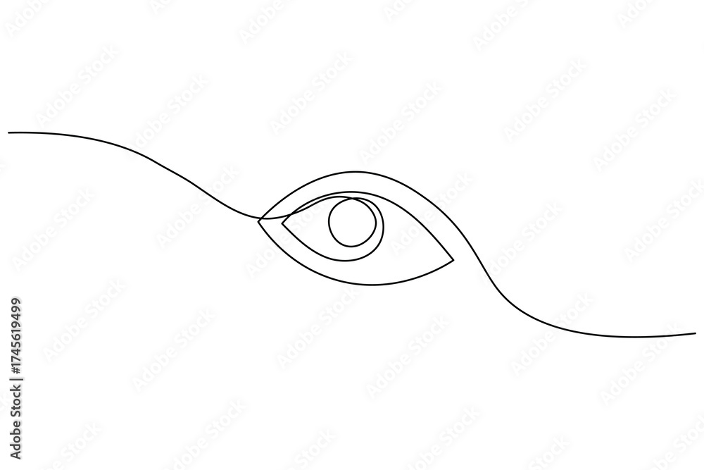 Obraz premium Minimalist human eye continuous one line drawing vector illustration on white background for modern design
