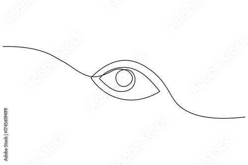 Minimalist human eye continuous one line drawing vector illustration on white background for modern design