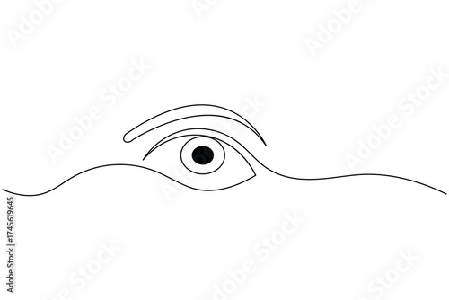 Minimalist human eye continuous one line drawing vector illustration on white background for modern design