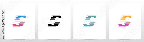 Horizontal Lines Stripes Random Stack Parallel Letter Initial Logo Design S