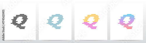 Horizontal Lines Stripes Random Stack Parallel Letter Initial Logo Design Q