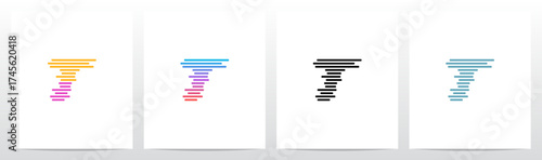 Horizontal Lines Stripes Random Stack Parallel Letter Initial Logo Design T