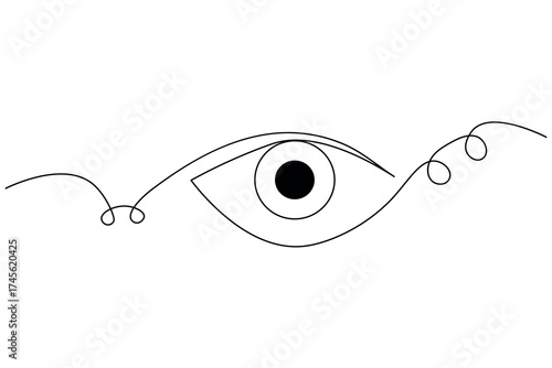 Minimalist human eye continuous one line drawing vector illustration on white background for modern design