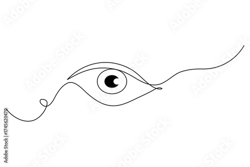 Minimalist human eye continuous one line drawing vector illustration on white background for modern design