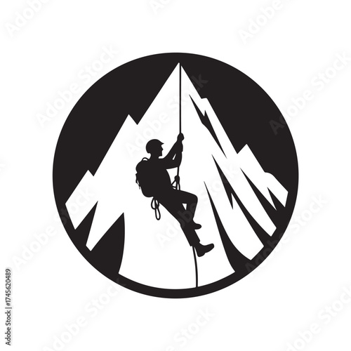 Rock Climber?s Challenge Silhouette ? Bold Black Vector on White Mountain Climbing Adventure (2).eps