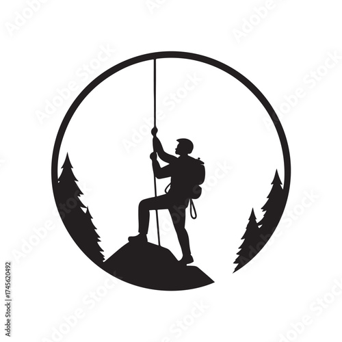 Rock Climber?s Challenge Silhouette ? Bold Black Vector on White Mountain Climbing Adventure (1).eps