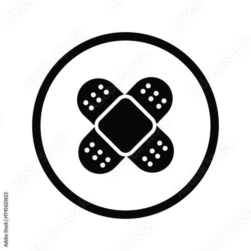 Cross Bandage Icon. Medical Plaster Silhouette Symbol