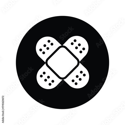 Cross Bandage Icon. Medical Plaster Silhouette Symbol