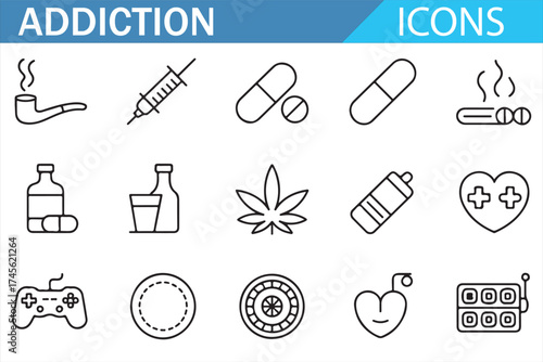 Editable Icons for Addiction Treatment, Recovery, and Mental Health