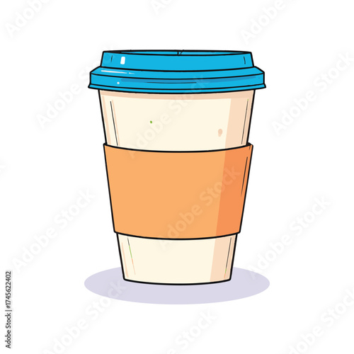Beige and Blue Minimal Coffee Cup Design