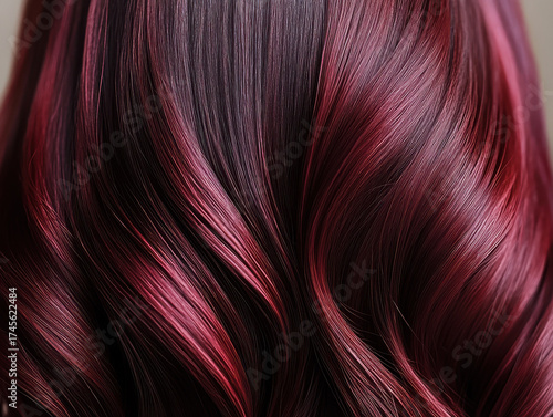 Captivating deep red and burgundy hair strands with subtle highlights showcasing luxurious texture and vibrant color for beauty and fashion inspiration