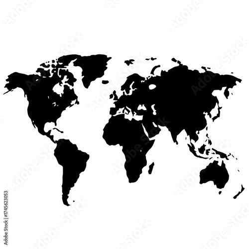 World Map Vector with Highlighted Country in Red