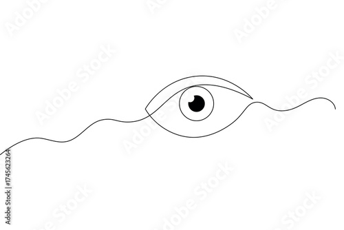 Minimalist human eye continuous one line drawing vector illustration on white background for modern design