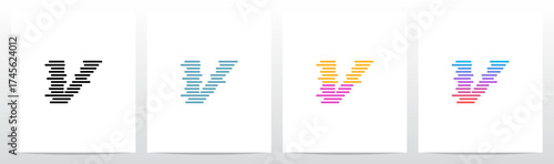 Horizontal Lines Stripes Random Stack Parallel Letter Initial Logo Design V