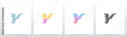 Horizontal Lines Stripes Random Stack Parallel Letter Initial Logo Design Y