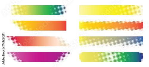 Colorful gradient halftone dotted title frames