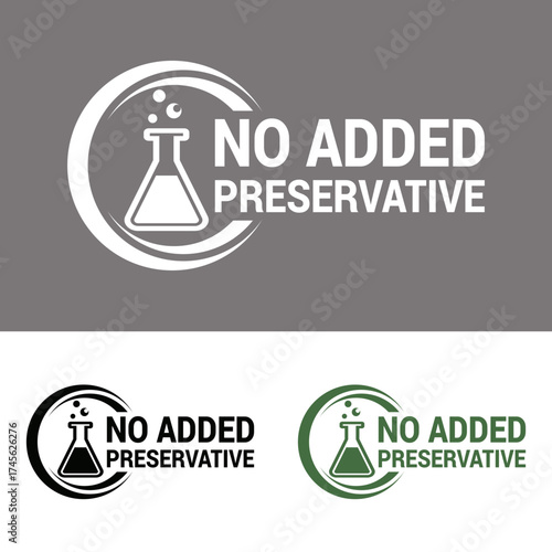 No added preservative label with flask illustration vector
