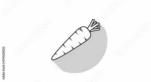 Simple Line Art Carrot Icon with Shadow Healthy Food and Organic Ingredients Symbol
